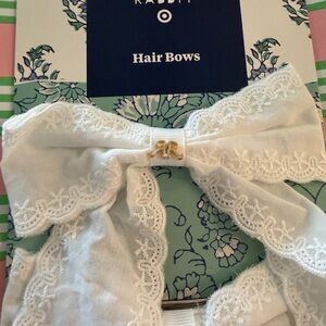 Roller Rabbit White Lace Ribbon Hair Clips